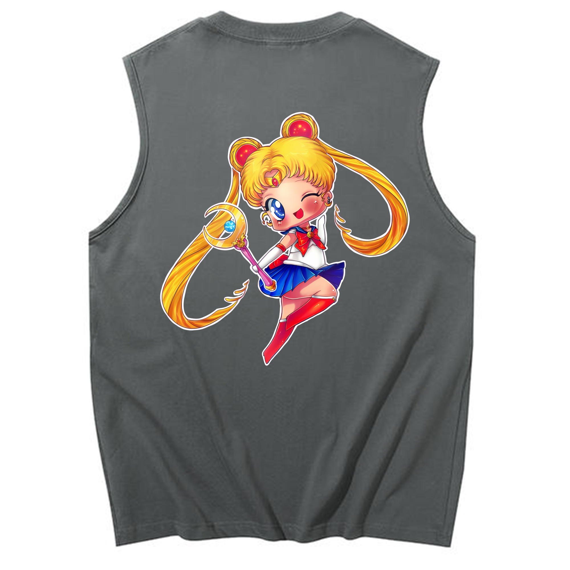 （画像用） 美少女戦士セーラームーン 月野 うさぎ つきの うさぎ Sailor Moon Tsukino Usagi コットン100％タンクトップ（背面プリント）
